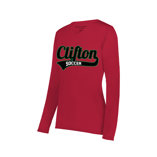 [222824.083.S-LOGO2] Ladies LS Smooth Sport Shirt (Female Adult S, Red, Logo 2)