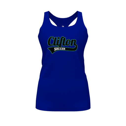 [CUS-DFW-RCBK-PER-RYL-FYS-LOGO2] Racerback Tank Top (Female Youth S, Royal, Logo 2)