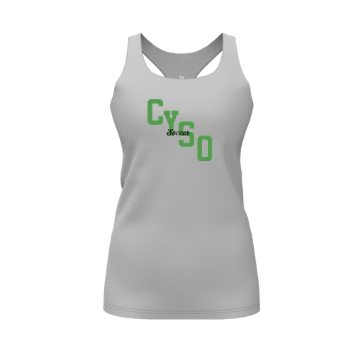 [CUS-DFW-RCBK-PER-GRY-FYS-LOGO1] Racerback Tank Top (Female Youth S, Gray, Logo 1)