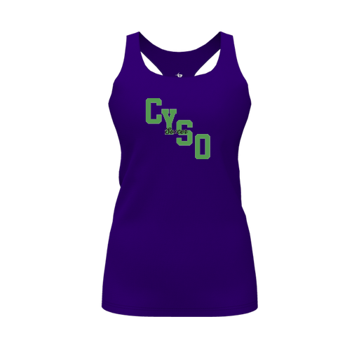 [CUS-DFW-RCBK-PER-PUR-FYS-LOGO1] Racerback Tank Top (Female Youth S, Purple, Logo 1)