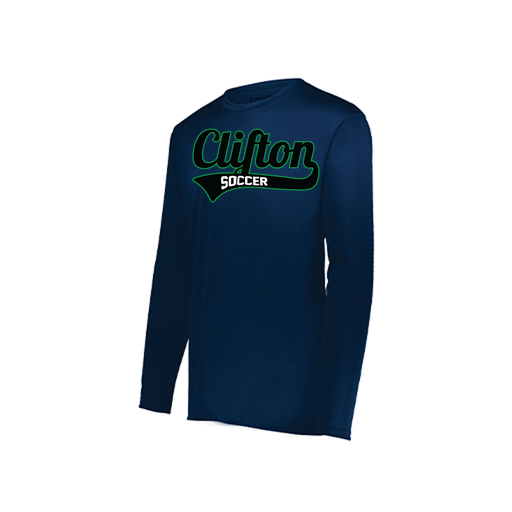 [222823.065.S-LOGO2] Youth LS Smooth Sport Shirt (Youth S, Navy, Logo 2)