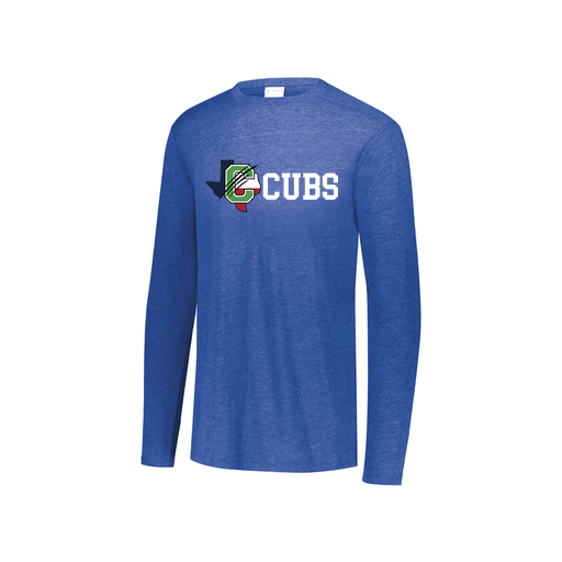 [FTLCUBRY-YS-LOGO3] Decker Youth Tri-Blend T-Shirt - Long Sleeve (Youth S, Royal, Logo 3)