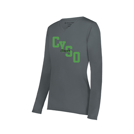 [222824.059.S-LOGO1] Ladies LS Smooth Sport Shirt (Female Adult S, Gray, Logo 1)